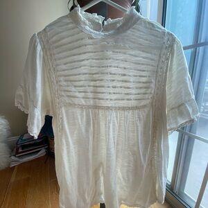 Sweet Feminine Stetson White Ruffled T-shirt Blouse